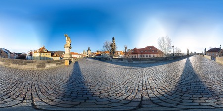 Panorama of 360 degrees of Charles Bridge in Prague