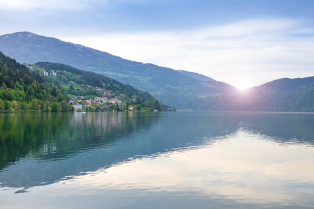 View of Lake Ossiacher See, lake in carinthia, south of Austria