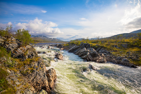 a beautiful norwegian river - nord europe travelの写真素材