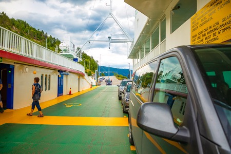 Leardal, Norway - 27.06.2018 The Ferry transported cars on Leardal in Norwayのeditorial素材
