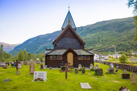Roldal, Norway - 27.06.2018: Wooden Roldal stave church or Roldal stavkyrkje in Norwayのeditorial素材