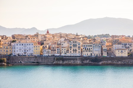 Corfu town view from the water in Greeceの写真素材