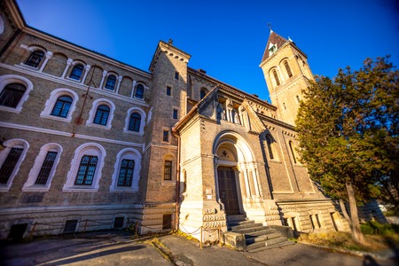 Church of St Gabriel or Kostel sv. Gabriela in Prague, street architecture in Czech republicの写真素材
