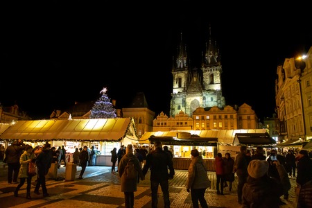 Prague, Czech Republic - 1.12.2018: Old Town Square in Prague with the Christmas tree, Czech Republicのeditorial素材