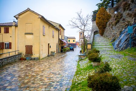 Montebello, Italy - 2.02.1019: The fairy village of Montebello. The legend of Azzurrinas ghost, Rimini in Italyのeditorial素材