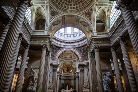 Paris, France - 24.04.2019: Interior of Pantheon, in the Latin Quarter in Paris in Franceのeditorial素材