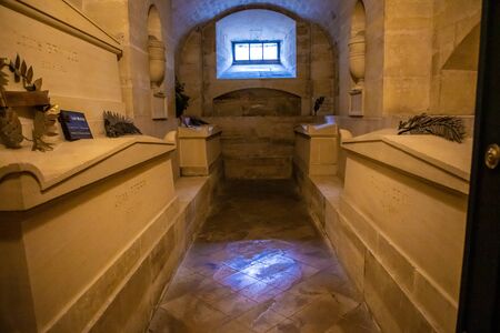 Paris, France - 24.04.2019: Alexander Dumas tomb in the crypts of French Mausoleum for Great People...