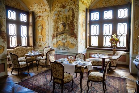 Pernstajn, Czech Republic - 3.05.2019: Interior of czech castle Pernstejn, castle near Brno in...