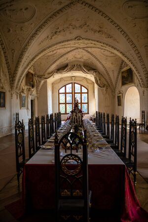 Pernstajn, Czech Republic - 3.05.2019: Interior of czech castle Pernstejn, castle near Brno in Moravia, Czech Republic Europeのeditorial素材
