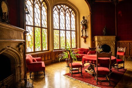 Lednice, Czech Republic - 3.05.2019: Red Hall in Lednice Castle in South Moravia, Czech Republic Europeのeditorial素材