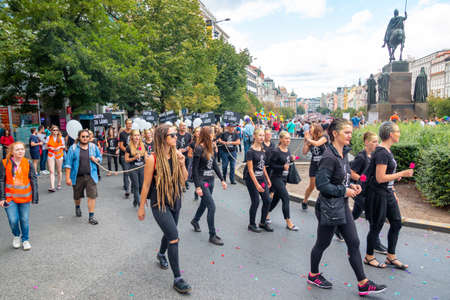 Prague, Czech republic - 12.08.2019: Prague pride. People on LGBT gay parade in august, Prague, Czech republicのeditorial素材