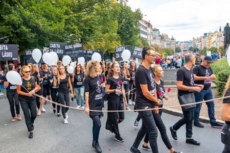 Prague, Czech republic - 12.08.2019: Prague pride. People on LGBT gay parade in august, Prague, Czech republicのeditorial素材