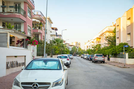 Antalya, Turkey - 2.09.2020: Architecture of Antalya, modern residential building at sunset light in Antalia, Turkeyのeditorial素材