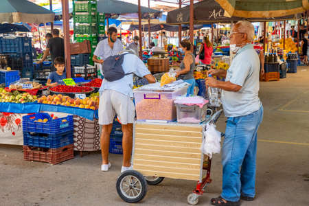 Antalia, Turkey - 5.09.2020: People shoping in turkish market in Antalia, Turkeyのeditorial素材