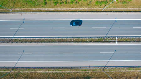 Top view of highway across countryside in Czech republic, Europe