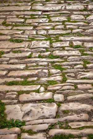 Background of stone wall texture of architecture in old town of Vela Luka, Korcula island, Croatiaの写真素材