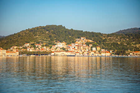 Vis, Croatia - 31.03.2021: View from water of mediterranean town Vis without tourists. Yachtind...