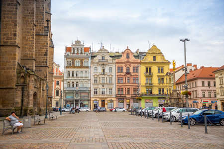 Plzen, Czech Republic - 22.08.2021: People on main square of old town Plzen in Czech republicのeditorial素材