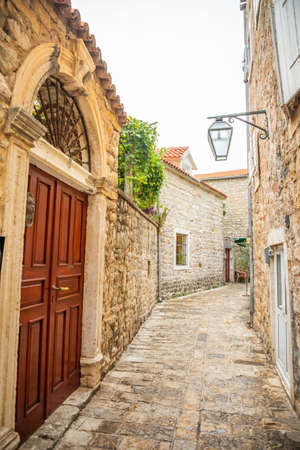 Budva, Montenegro - September 17, 2021: Medieval street in the Old Town of Budva, Montenegroのeditorial素材