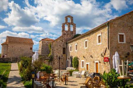 Budva, Montenegro - September 17, 2021: Medieval street in the Old Town of Budva, Montenegroのeditorial素材