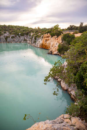Zmajevo Oko or Dragon eye lake and blue lagoon near Rogoznica, Croatia