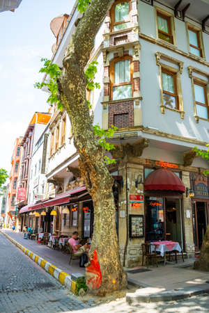 Istanbul, Turkey - May 29, 2022: View of a colorful and crowded street in the European side of old Istanbul, Turkeyのeditorial素材