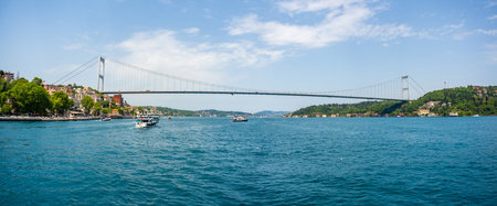 Istanbul, Turkey - May 29, 2022: Bosphorus and the Fatih Sultan Mehmet Bridge, Istanbul, Turkeyのeditorial素材
