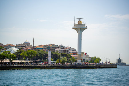 Istanbul, Turkey - May 29, 2022: Marine and vessel traffic radar tower or radio lighthouse in Istanbul,Turkeyのeditorial素材