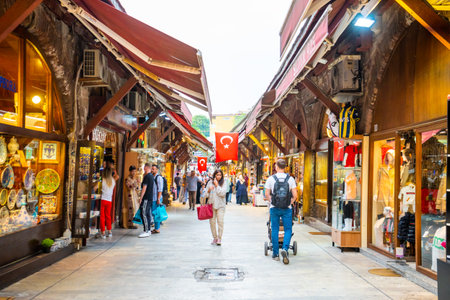 Istanbul, Turkey - May 29, 2022: Bazaar in Istanbul with people. It is one of the markets in Turkeyのeditorial素材