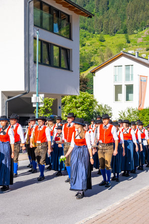 Grossarl, Austria - June 19, 2022: The traditional Carnival Procession in Grossarl attracted a huge number of participants and visitors in Grossarl, Austria.のeditorial素材