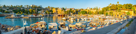 Antalya, Turkey - September 10, 2022: Harbor in the old city of Antalya Kaleici - Old Town of...