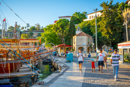 Antalya, Turkey - September 10, 2022: Harbor in the old city of Antalya Kaleici - Old Town of Antalya, Turkeyのeditorial素材