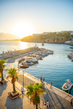 Antalya, Turkey - September 10, 2022: Harbor in the old city of Antalya Kaleici - Old Town of Antalya, Turkeyのeditorial素材