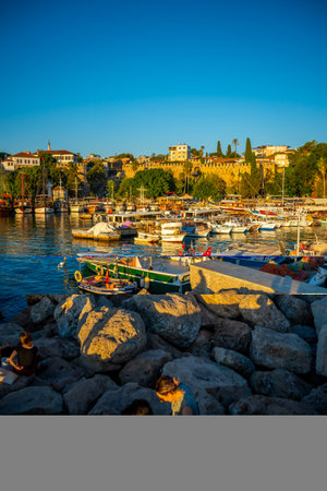 Antalya, Turkey - September 10, 2022: Harbor in the old city of Antalya Kaleici - Old Town of Antalya, Turkeyのeditorial素材