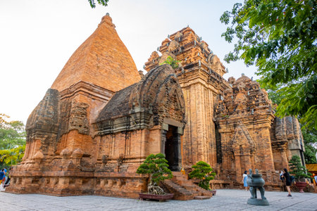 Nha Trang, Vietnam - August 26, 2022: Building of Po Nagar is a Cham temple tower in Nha Trang, Vietnam. High quality photoのeditorial素材