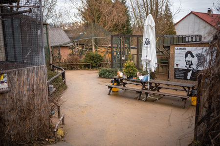 Zajezd, Czech republic - December 26, 2022: Territory of Zajezd Zoo located near Prague without people in winter time, Czech republic. High quality photoのeditorial素材