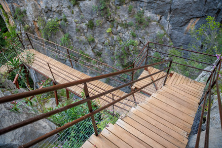 Sapadere canyon with wooden paths in the Taurus mountains near Alanya, Turkey. High quality photo