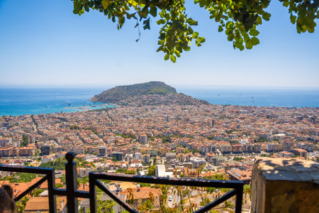 Panorama view of Alanya city from the hill in sunny day, Turkey. high quality photoの写真素材