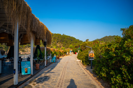 Oludeniz, Turkey - June 9, 2023: Oludeniz beach without people in the morning. High quality photoのeditorial素材