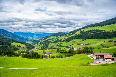 Landscape in Puez Odle nature park in Italy, beautiful sky and mountains. high quality photoの写真素材