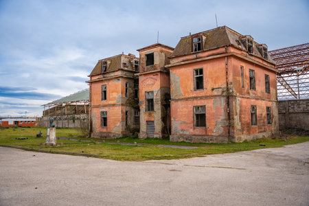 Abandoned building of salt production facilities near Ulcinj town in Montenegro. High quality photoの写真素材