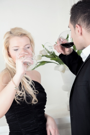 A young attractive couple at winetesting の写真素材