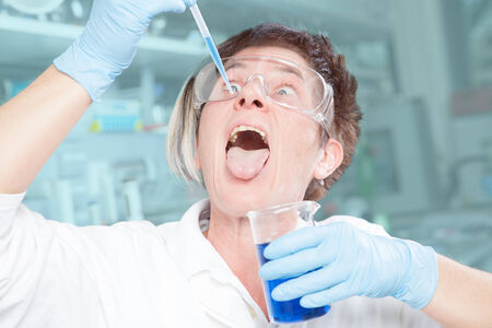 A Chemist is showing an abnormal behavior in her laboratory 