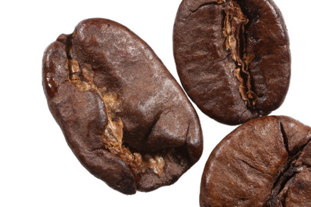 Three isolated java beans on a white background の写真素材
