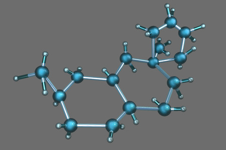 A 3D Atom Structure Model on a grey background の写真素材