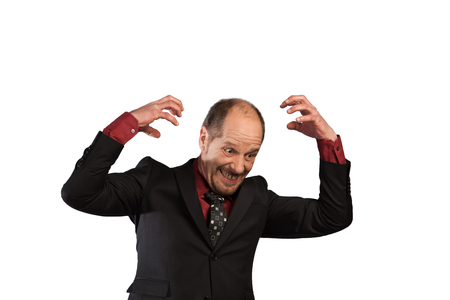A Businessman is near a breakdown on a white background の写真素材