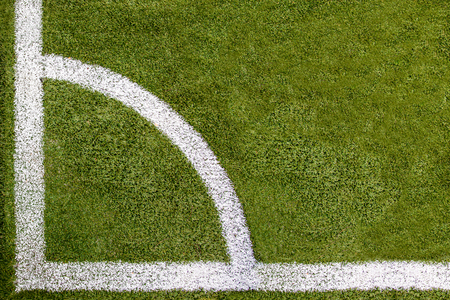 A detailed soccer field corner in topview perspective.の写真素材