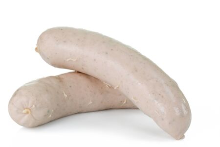 Two raw sausage, isolated on a white background with copyspace.の写真素材