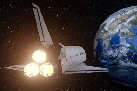 A 3D rendering from a space shuttle on the way back to the earth, elements of this image are furnished by NASA.の写真素材