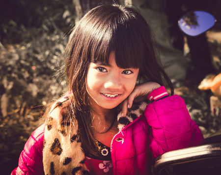 Lam Dong Province, Vietnam - January 24, 2015: The children's face before receiving gifts of ethnic minority children in the highlands. T?t c? gift for poor children come from a charity groupのeditorial素材